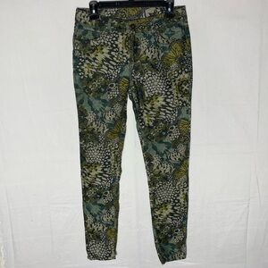 Buffalo David Bitton Green Butterfly Print Faith Mid Rise Skinny Pants 30